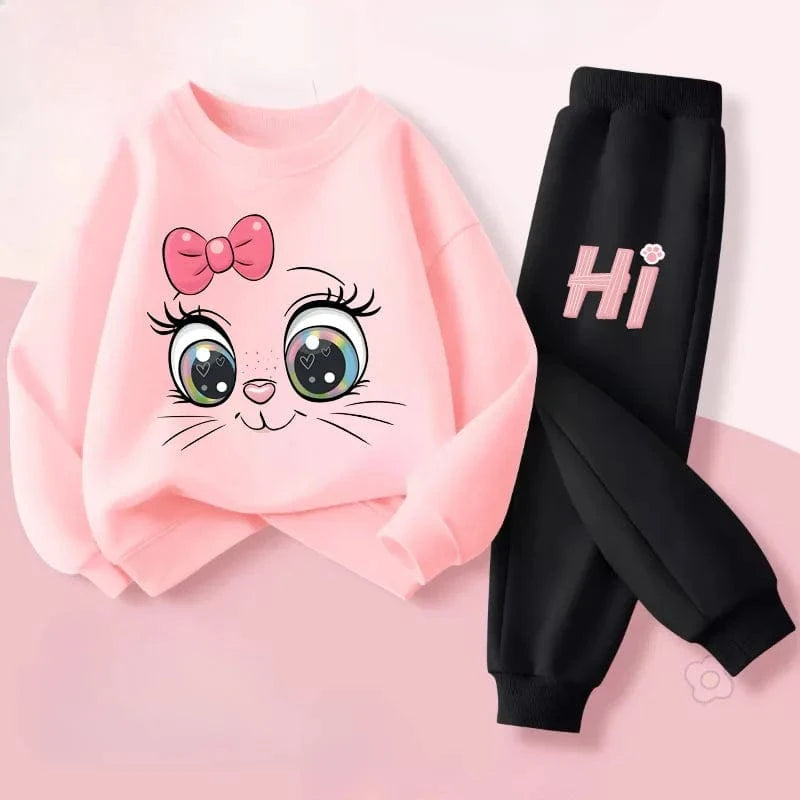 Conjuntos de sudaderas con capucha de manga larga para niñas, jersey de nuevo estilo, pantalón largo, traje de dos piezas, trajes informales para niños, chándal para niños