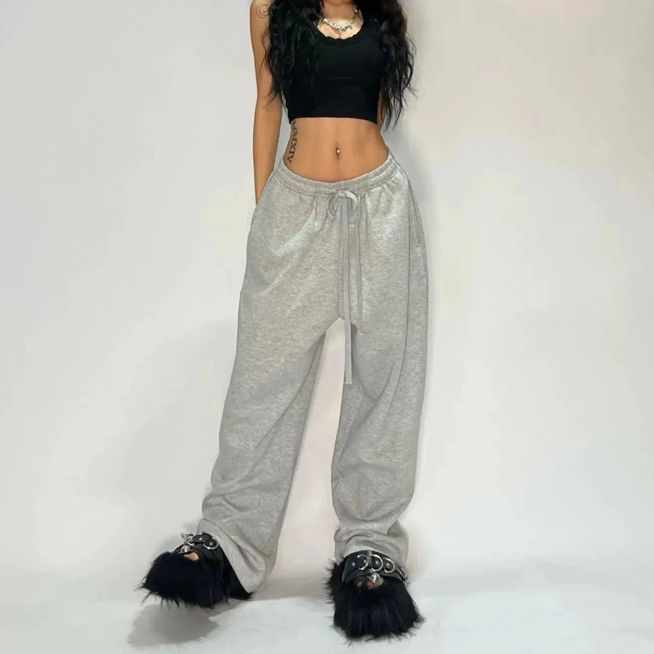 Pantalones informales Y2k bordados en negro y gris, pantalones de chándal con cordón para correr, tácticos funcionales, de camuflaje, para hombre y mujer