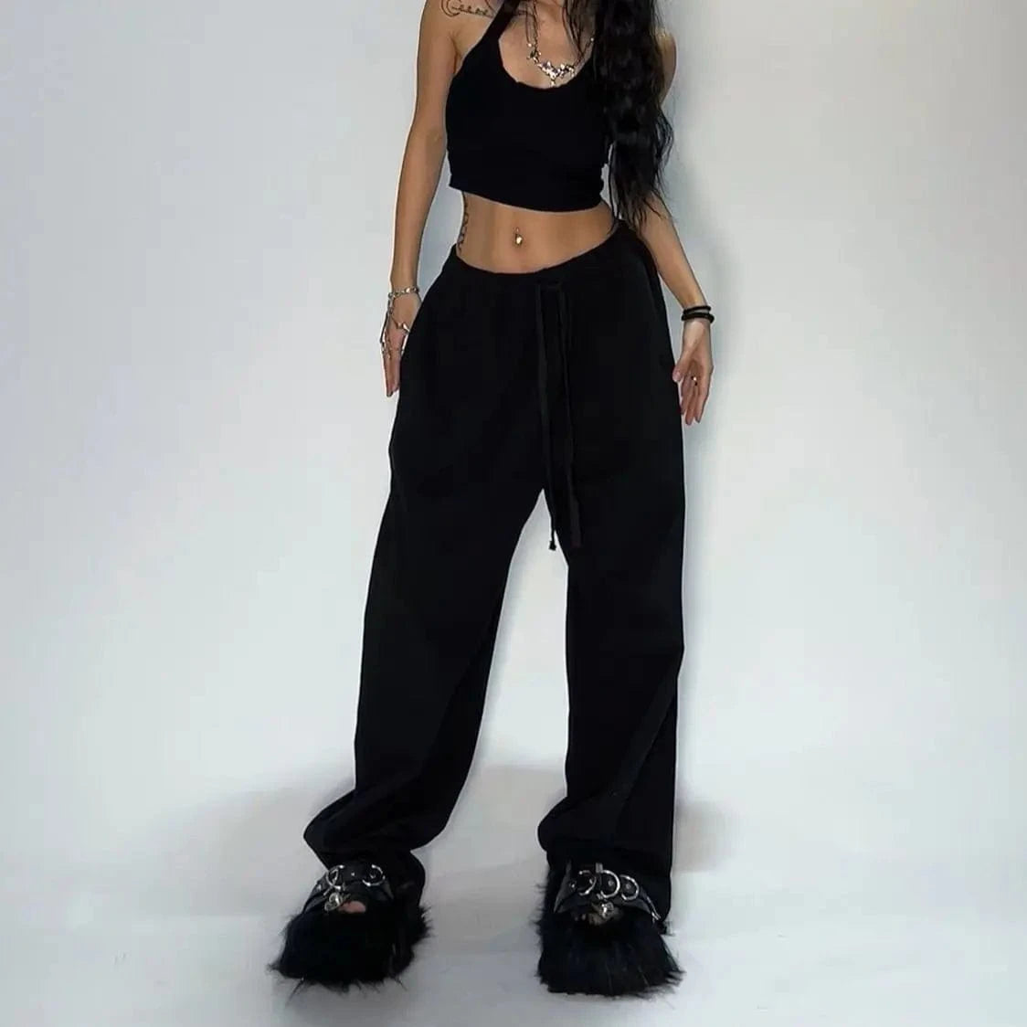 Pantalones informales Y2k bordados en negro y gris, pantalones de chándal con cordón para correr, tácticos funcionales, de camuflaje, para hombre y mujer