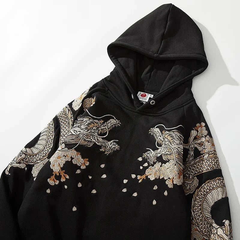 Sudaderas con capucha Makuluya Yokosuka Black Dragon Phoenix Suzaku patrón bordado jersey Sakura