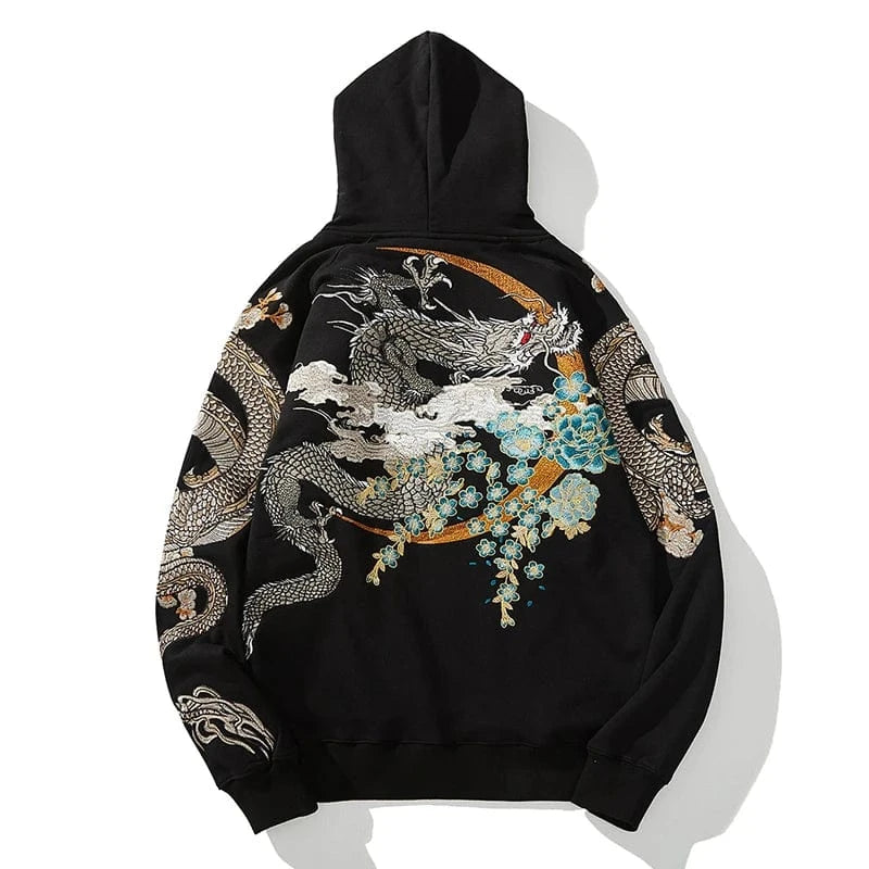 Sudaderas con capucha Makuluya Yokosuka Black Dragon Phoenix Suzaku patrón bordado jersey Sakura