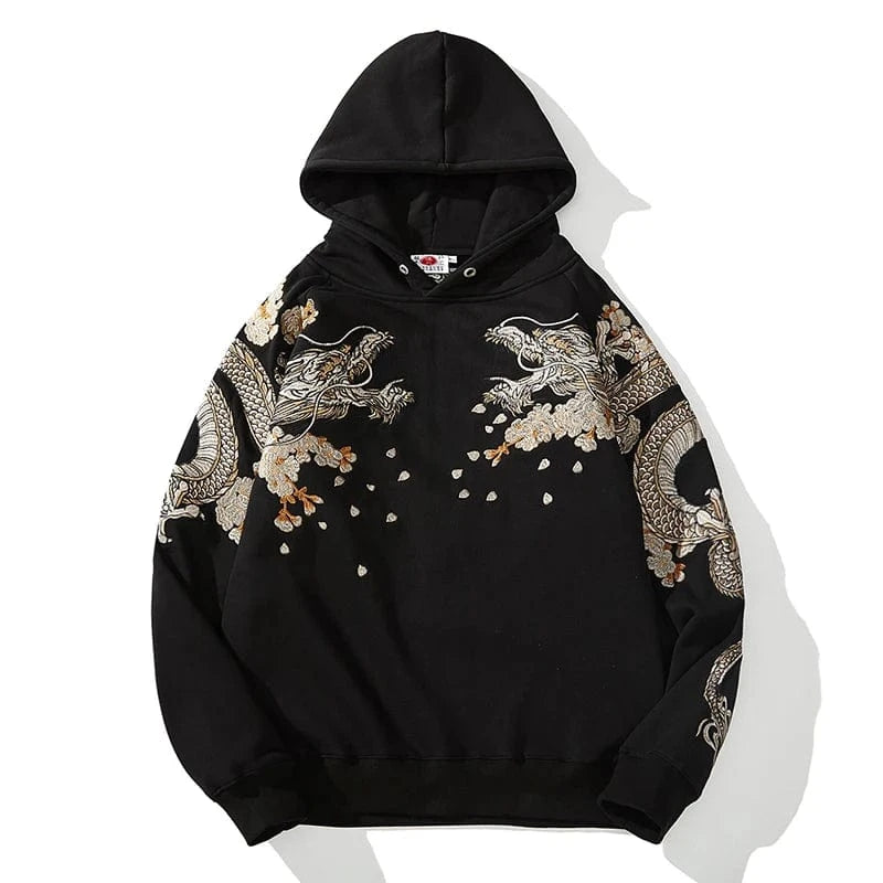 Sudaderas con capucha Makuluya Yokosuka Black Dragon Phoenix Suzaku patrón bordado jersey Sakura