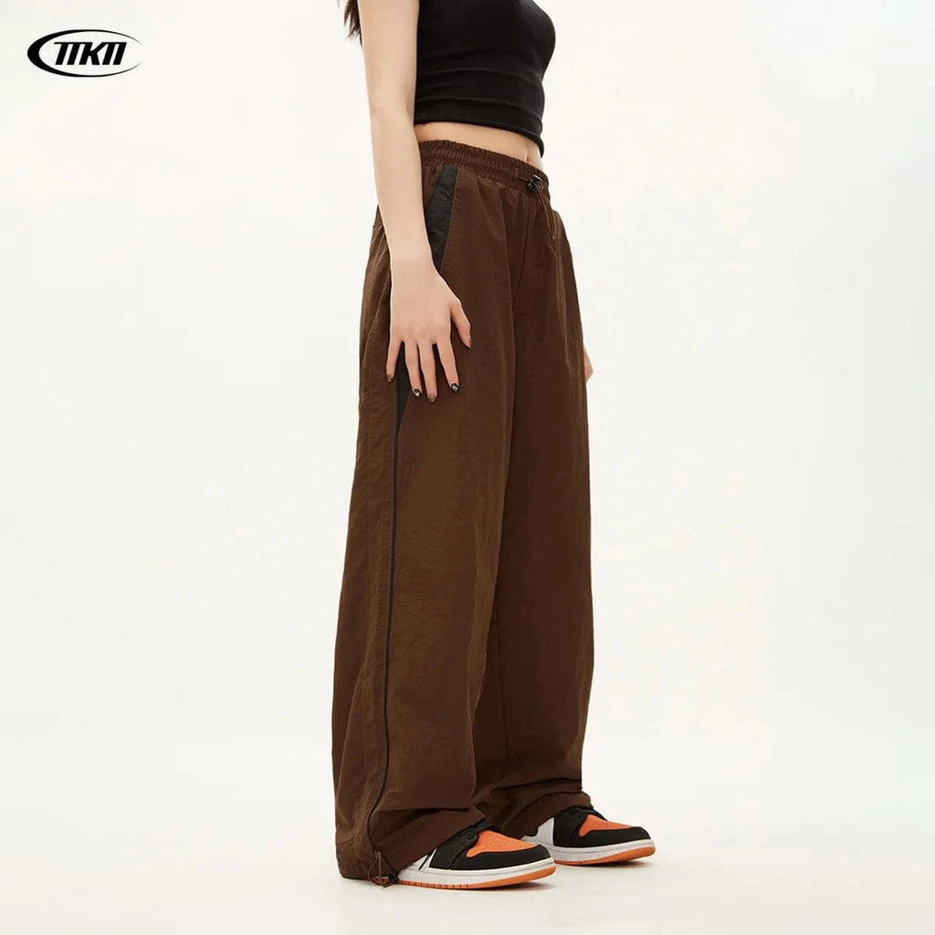 Pantalones informales para correr para mujer, ropa de calle a la moda, pantalones deportivos de pierna ancha de gran tamaño, pantalones de chándal Hip Hop Y2k, pantalones holgados de cintura alta
