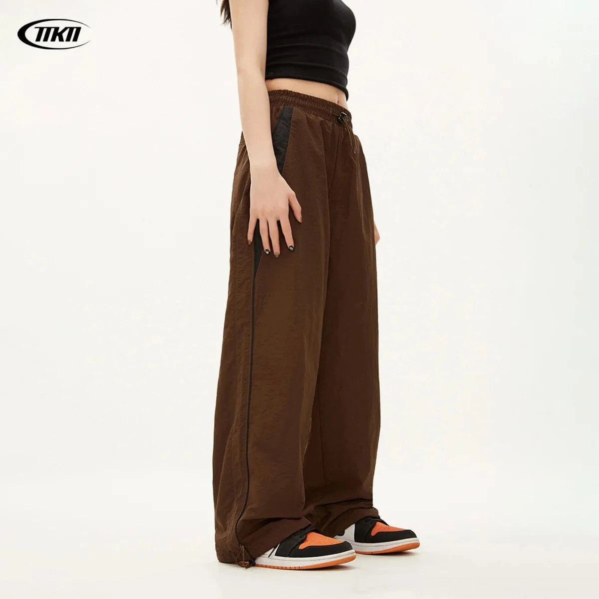 Pantalones informales para correr para mujer, ropa de calle a la moda, pantalones deportivos de pierna ancha de gran tamaño, pantalones de chándal Hip Hop Y2k, pantalones holgados de cintura alta