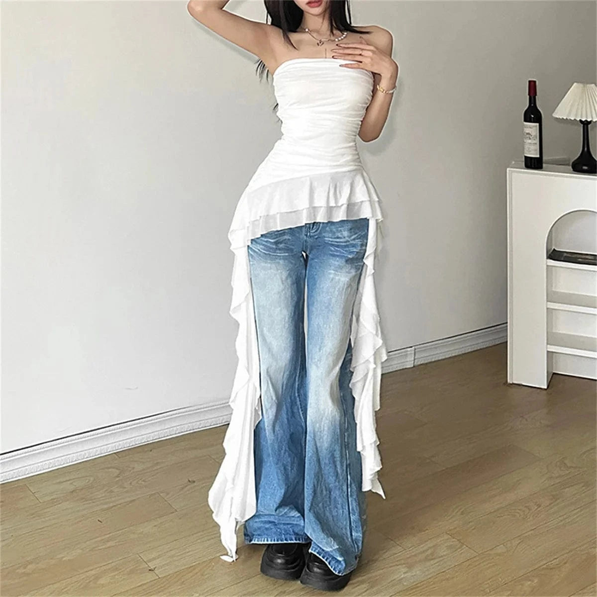 Moda 2025 cinta pecho Top mujer Primavera novedad de verano Sexy chaleco sólido mujer sin mangas dulce Y2k ropa de calle señora Fiesta Club