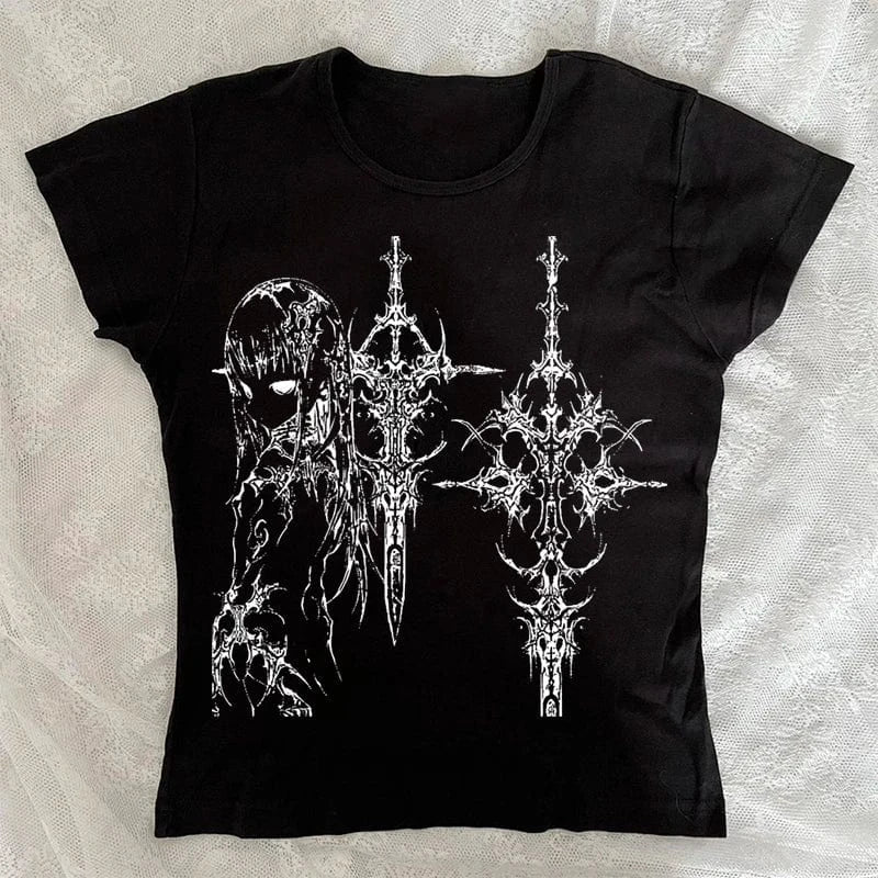 Camisetas sin mangas estilo Y2k para mujer, camisetas sin mangas informales con estampado de dibujos animados, Harajuku, combina con todo, recortadas, Grunge, Emo Girls
