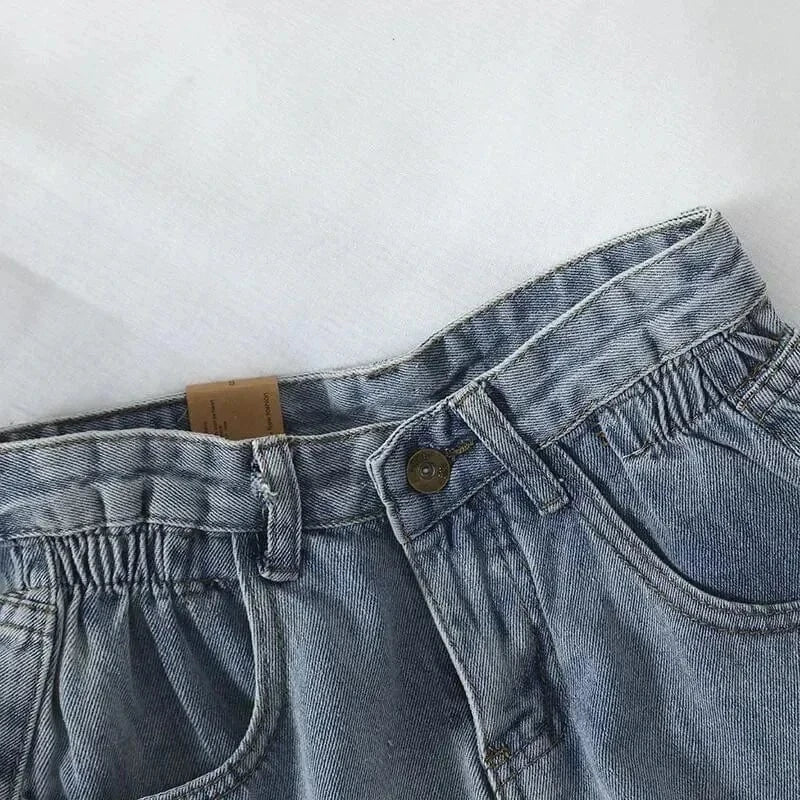 PTKPCC nuevo verano coreano Retro de cintura alta pantalones vaqueros sueltos mujeres borde versátil Casual pantalones calientes ropa de mujer Jeans PTKPCC