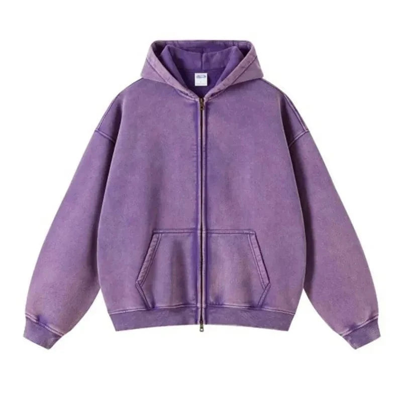 DAVIDSHAO sudaderas con capucha de gran tamaño Unisex con lavado ácido talla UE EE. UU. 350g sudadera Vintage de lana pesada hombres mujeres ropa de calle