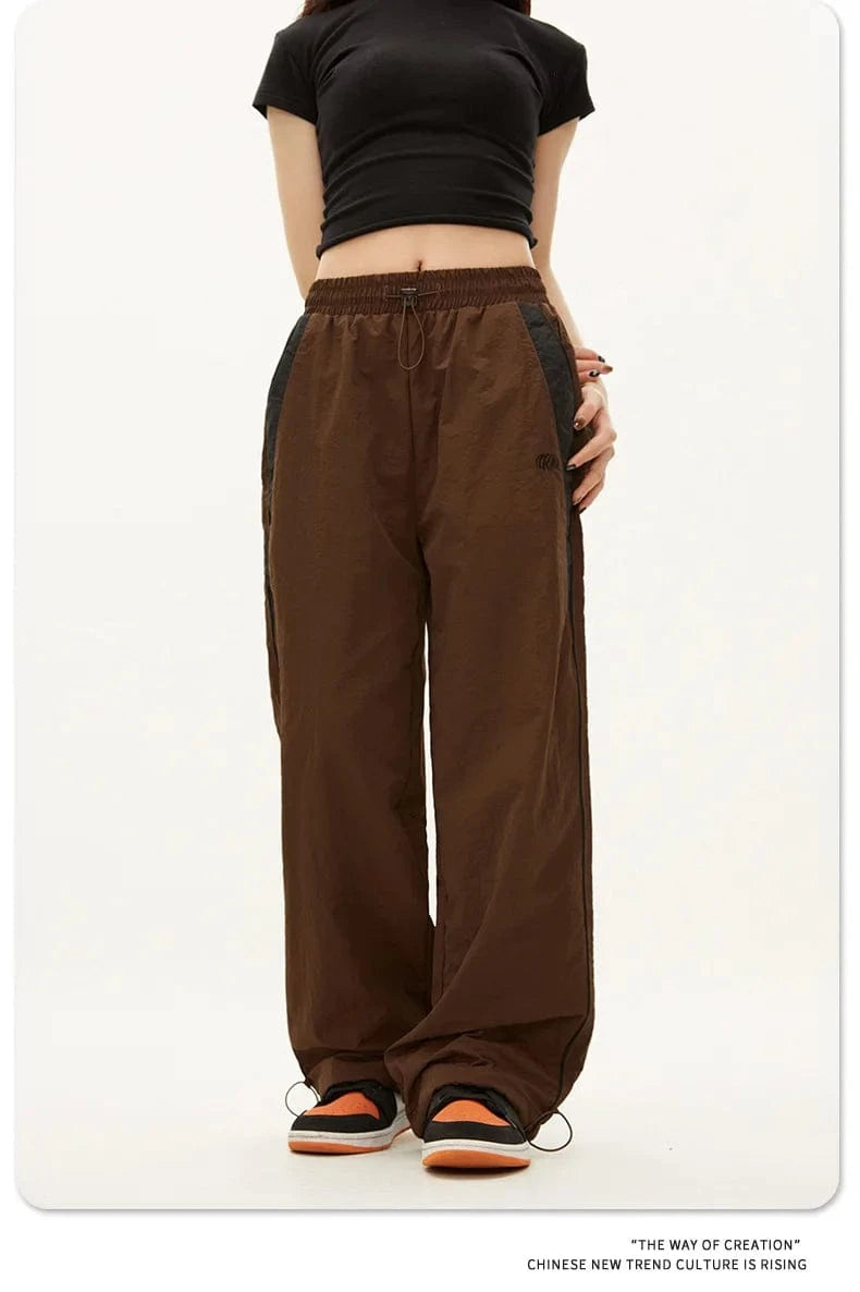 Pantalones informales para correr para mujer, ropa de calle a la moda, pantalones deportivos de pierna ancha de gran tamaño, pantalones de chándal Hip Hop Y2k, pantalones holgados de cintura alta