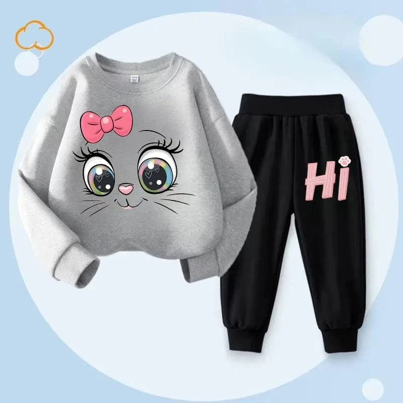Conjuntos de sudaderas con capucha de manga larga para niñas, jersey de nuevo estilo, pantalón largo, traje de dos piezas, trajes informales para niños, chándal para niños