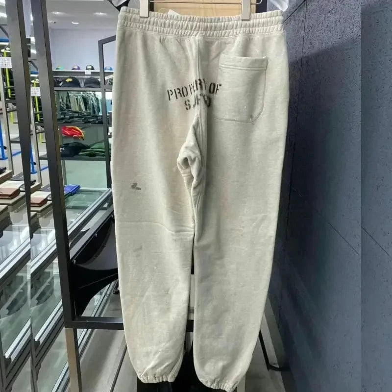 Sudaderas con capucha de gran tamaño Hiphop Street Retro Saint, sudaderas con estampado de grafiti a cuadros y daños lavados, pantalones, chándal para hombres y mujeres