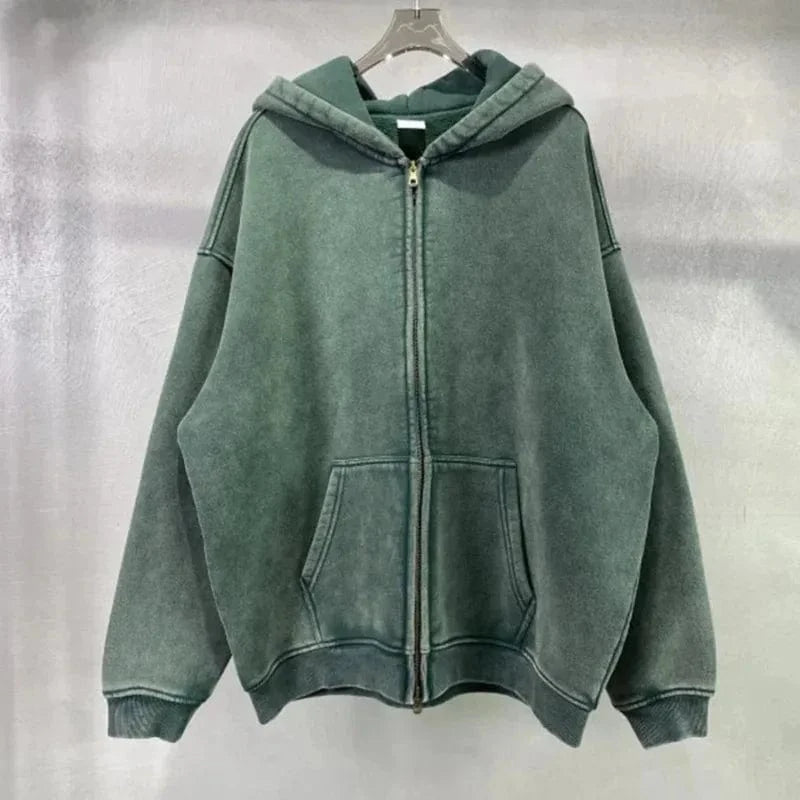 DAVIDSHAO sudaderas con capucha de gran tamaño Unisex con lavado ácido talla UE EE. UU. 350g sudadera Vintage de lana pesada hombres mujeres ropa de calle