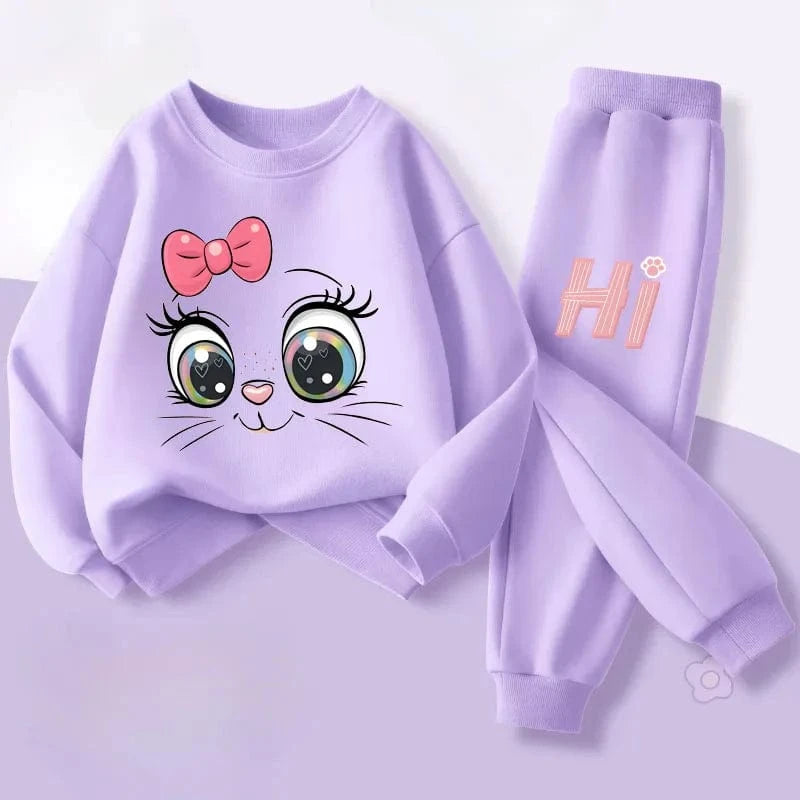Conjuntos de sudaderas con capucha de manga larga para niñas, jersey de nuevo estilo, pantalón largo, traje de dos piezas, trajes informales para niños, chándal para niños