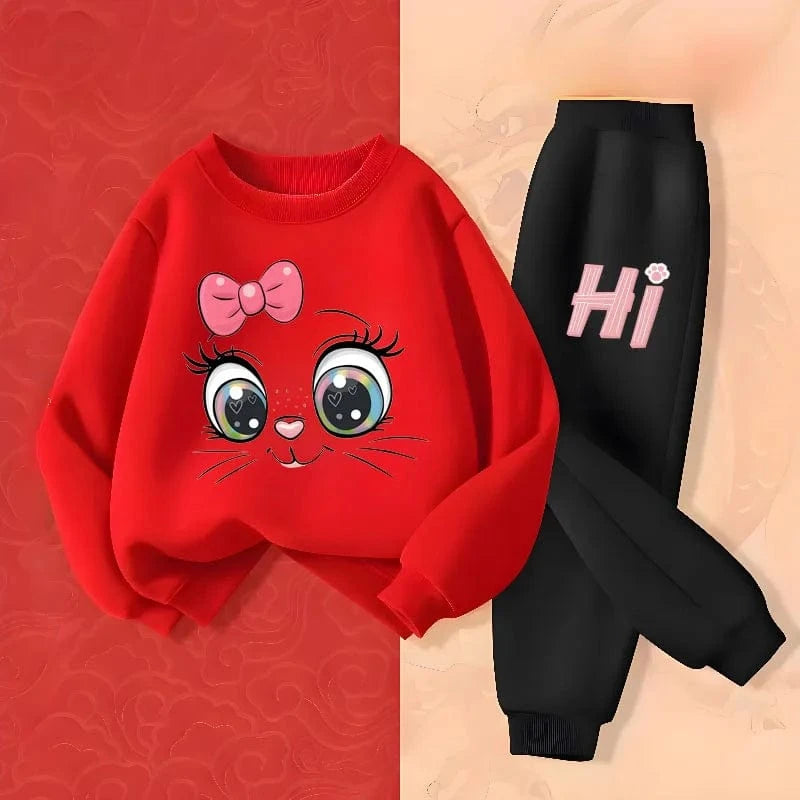 Conjuntos de sudaderas con capucha de manga larga para niñas, jersey de nuevo estilo, pantalón largo, traje de dos piezas, trajes informales para niños, chándal para niños