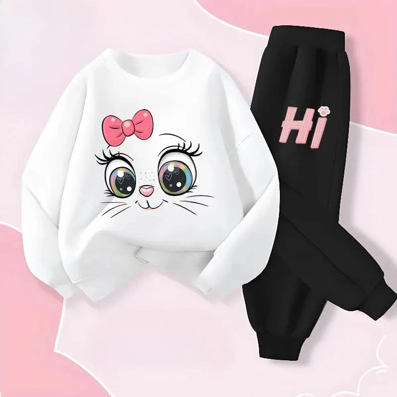 Conjuntos de sudaderas con capucha de manga larga para niñas, jersey de nuevo estilo, pantalón largo, traje de dos piezas, trajes informales para niños, chándal para niños