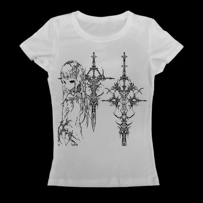 Camisetas sin mangas estilo Y2k para mujer, camisetas sin mangas informales con estampado de dibujos animados, Harajuku, combina con todo, recortadas, Grunge, Emo Girls