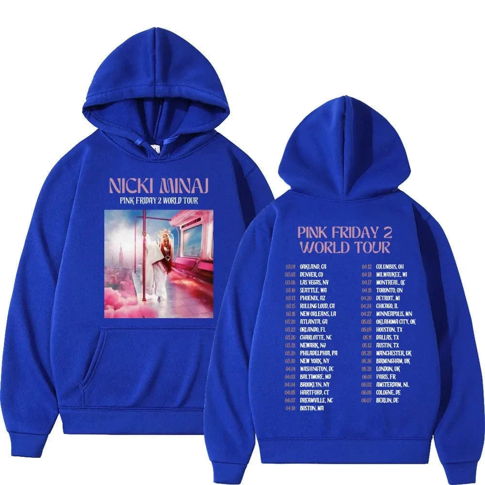 Sudaderas con capucha con estampado de la gira mundial para hombres y mujeres, sudaderas Vintage de Hip Hop, jerséis de moda de alta calidad, Rapper Nicki Minaj Pink Friday 2