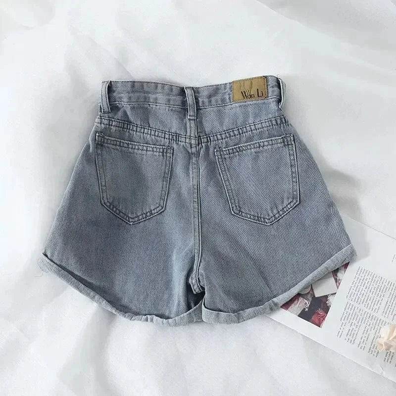 PTKPCC nuevo verano coreano Retro de cintura alta pantalones vaqueros sueltos mujeres borde versátil Casual pantalones calientes ropa de mujer Jeans PTKPCC