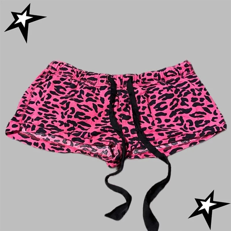 Pantalones cortos Y2K con estampado de leopardo Harajuku para mujer, pantalones Retro góticos Rock, ropa informal estilo Hip Hop, pantalones calientes para Spice Girls, pantalones Punk sexis