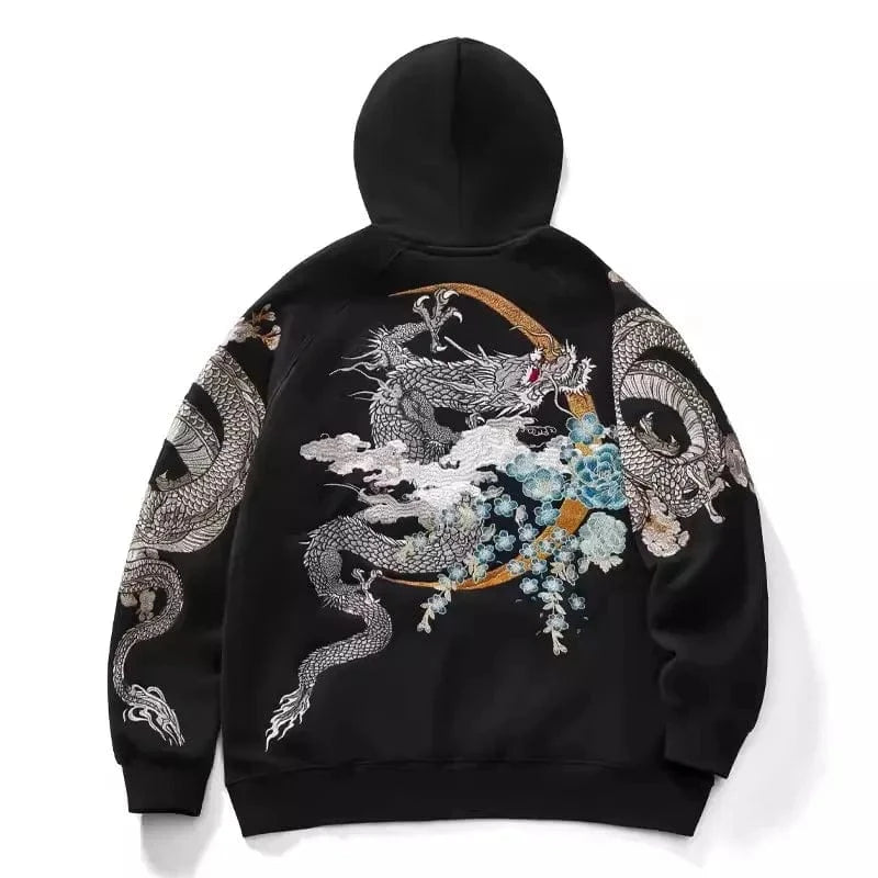 Sudaderas con capucha Makuluya Yokosuka Black Dragon Phoenix Suzaku patrón bordado jersey Sakura
