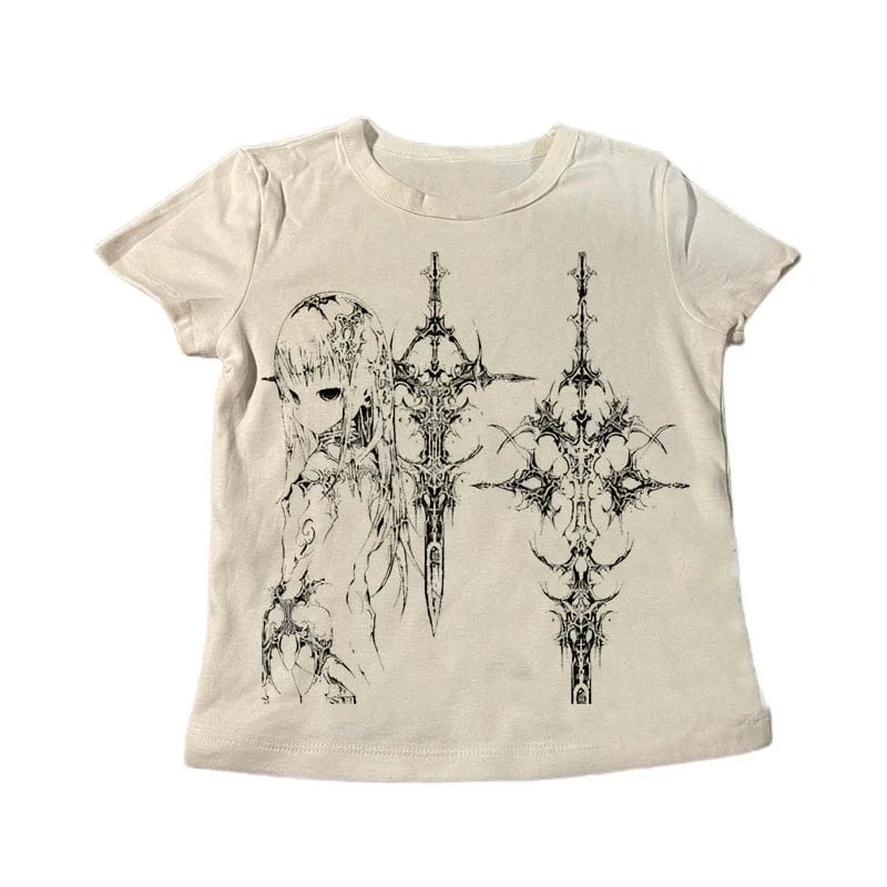 Camisetas sin mangas estilo Y2k para mujer, camisetas sin mangas informales con estampado de dibujos animados, Harajuku, combina con todo, recortadas, Grunge, Emo Girls