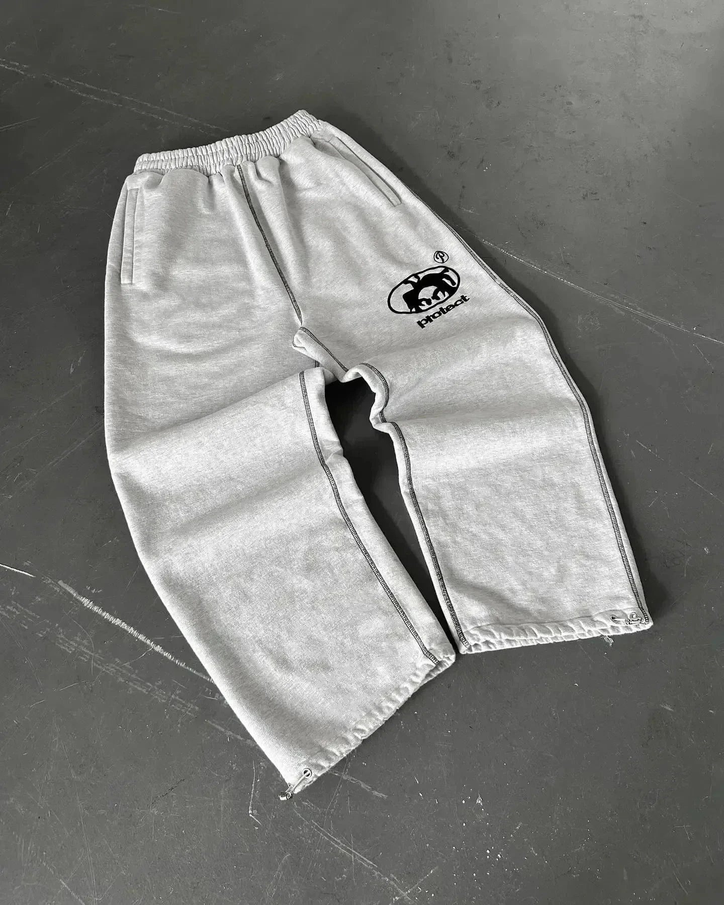 Pantalones informales grises bordados Y2k, pantalones de chándal con cordón para correr, tácticos funcionales, de camuflaje, para hombre y mujer