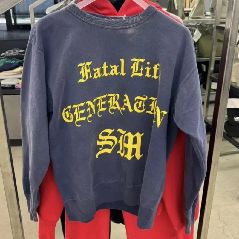 Sudaderas con capucha de gran tamaño Hiphop Street Retro Saint, sudaderas con estampado de grafiti a cuadros y daños lavados, pantalones, chándal para hombres y mujeres