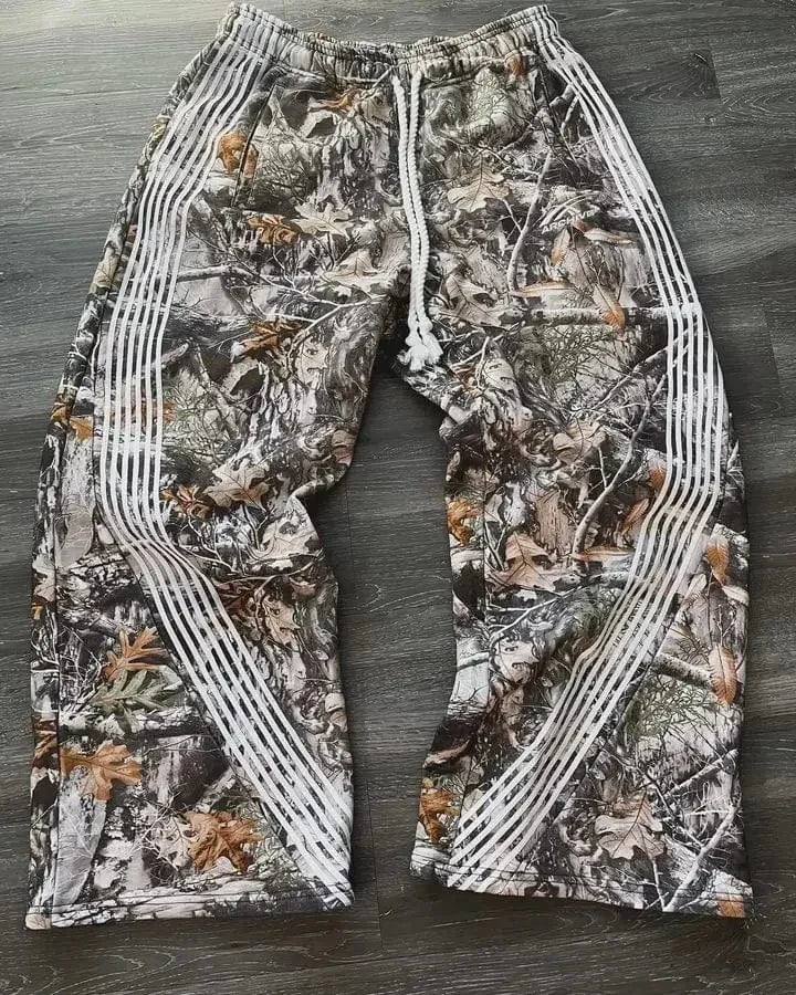 Pantalones informales grises bordados Y2k, pantalones de chándal con cordón para correr, tácticos funcionales, de camuflaje, para hombre y mujer