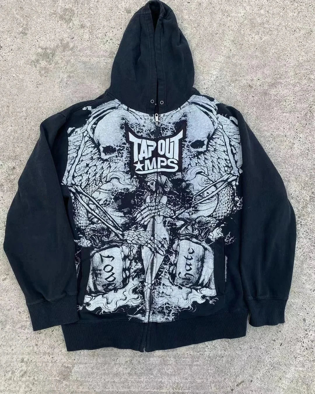 Y2k-sudaderas con cremallera y estampado de calavera para hombre, moda gótica Vintage, abrigos de manga larga de Hip Hop, sudadera holgada con capucha, Otoño Invierno