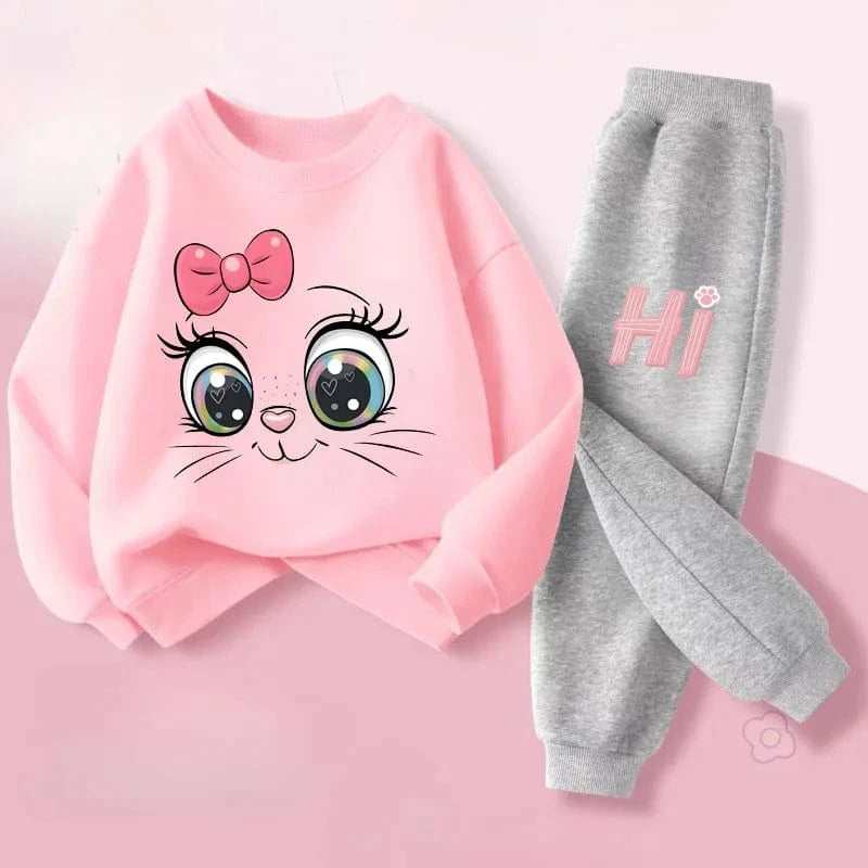 Conjuntos de sudaderas con capucha de manga larga para niñas, jersey de nuevo estilo, pantalón largo, traje de dos piezas, trajes informales para niños, chándal para niños