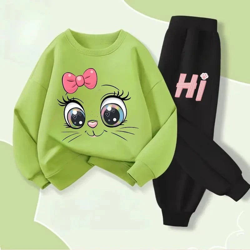 Conjuntos de sudaderas con capucha de manga larga para niñas, jersey de nuevo estilo, pantalón largo, traje de dos piezas, trajes informales para niños, chándal para niños