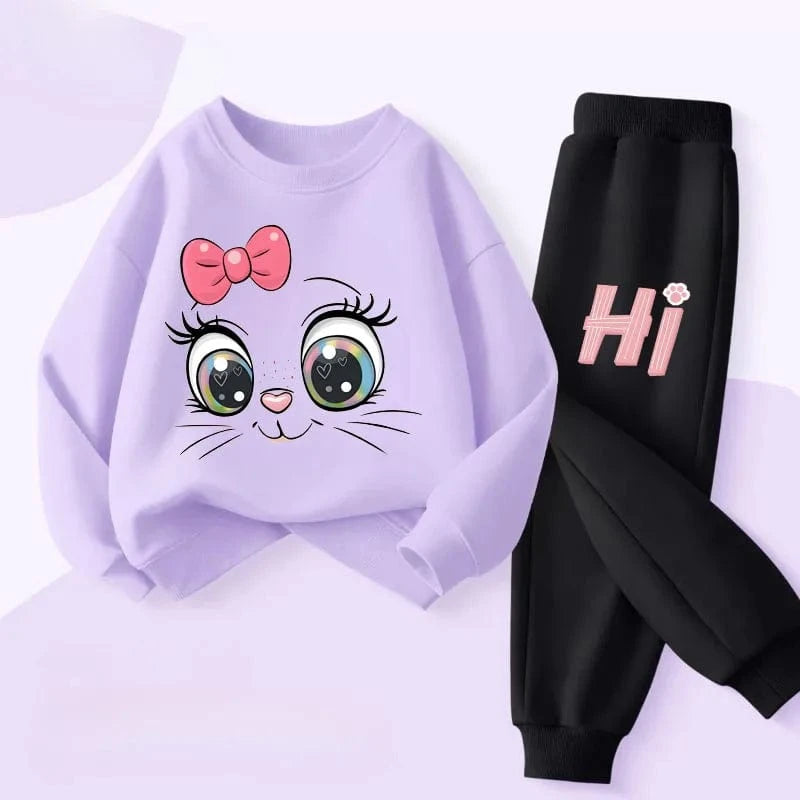 Conjuntos de sudaderas con capucha de manga larga para niñas, jersey de nuevo estilo, pantalón largo, traje de dos piezas, trajes informales para niños, chándal para niños