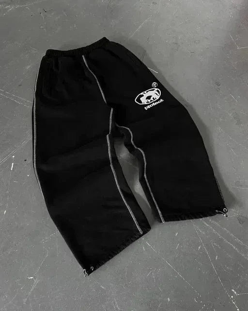 Pantalones informales grises bordados Y2k, pantalones de chándal con cordón para correr, tácticos funcionales, de camuflaje, para hombre y mujer