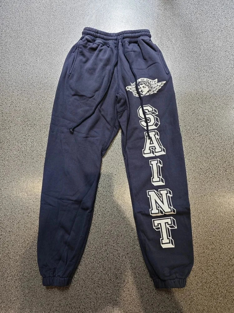 Sudaderas con capucha de gran tamaño Hiphop Street Retro Saint, sudaderas con estampado de grafiti a cuadros y daños lavados, pantalones, chándal para hombres y mujeres
