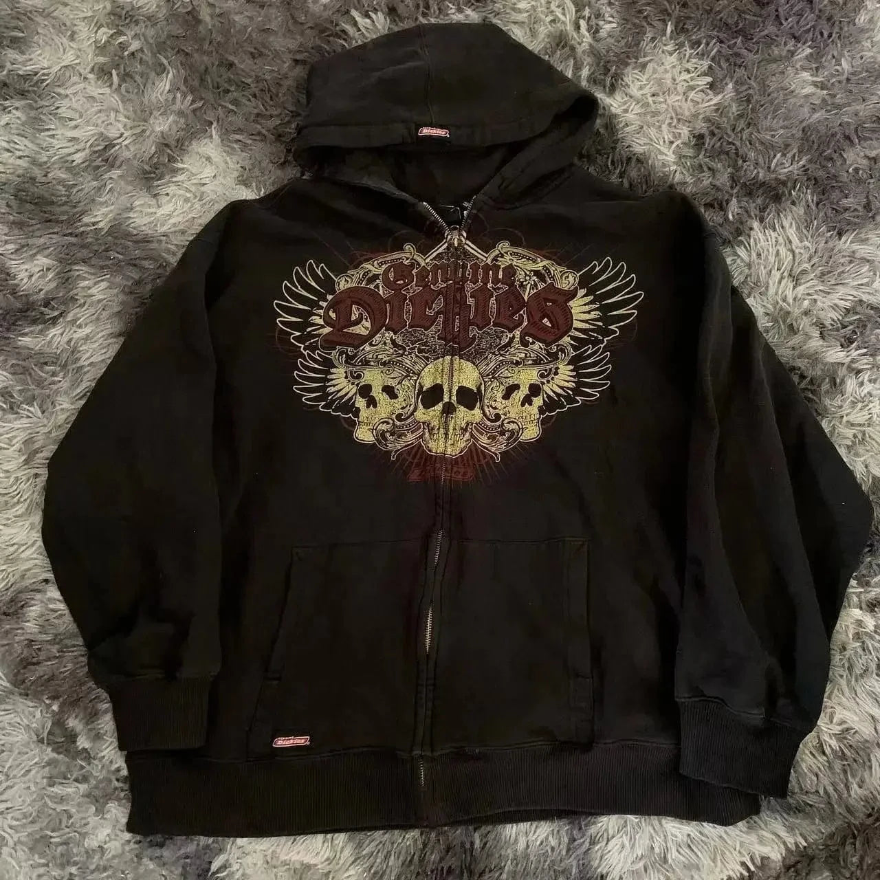 Y2k-sudaderas con cremallera y estampado de calavera para hombre, moda gótica Vintage, abrigos de manga larga de Hip Hop, sudadera holgada con capucha, Otoño Invierno