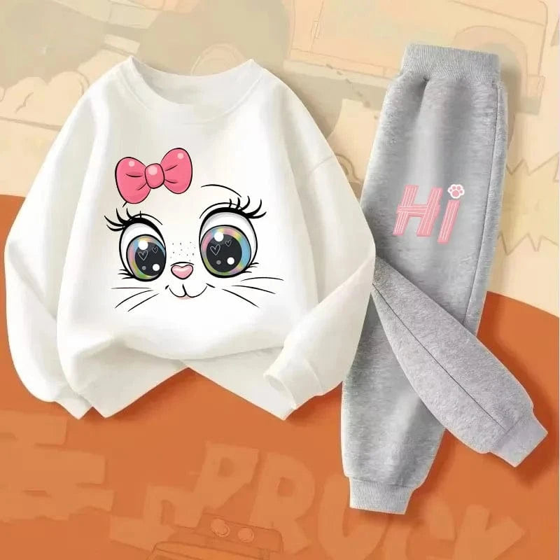 Conjuntos de sudaderas con capucha de manga larga para niñas, jersey de nuevo estilo, pantalón largo, traje de dos piezas, trajes informales para niños, chándal para niños