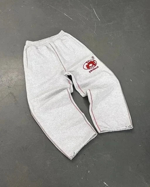 Pantalones informales grises bordados Y2k, pantalones de chándal con cordón para correr, tácticos funcionales, de camuflaje, para hombre y mujer