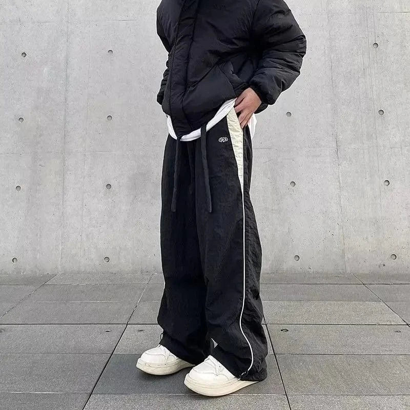 Pantalones informales para correr para mujer, ropa de calle a la moda, pantalones deportivos de pierna ancha de gran tamaño, pantalones de chándal Hip Hop Y2k, pantalones holgados de cintura alta