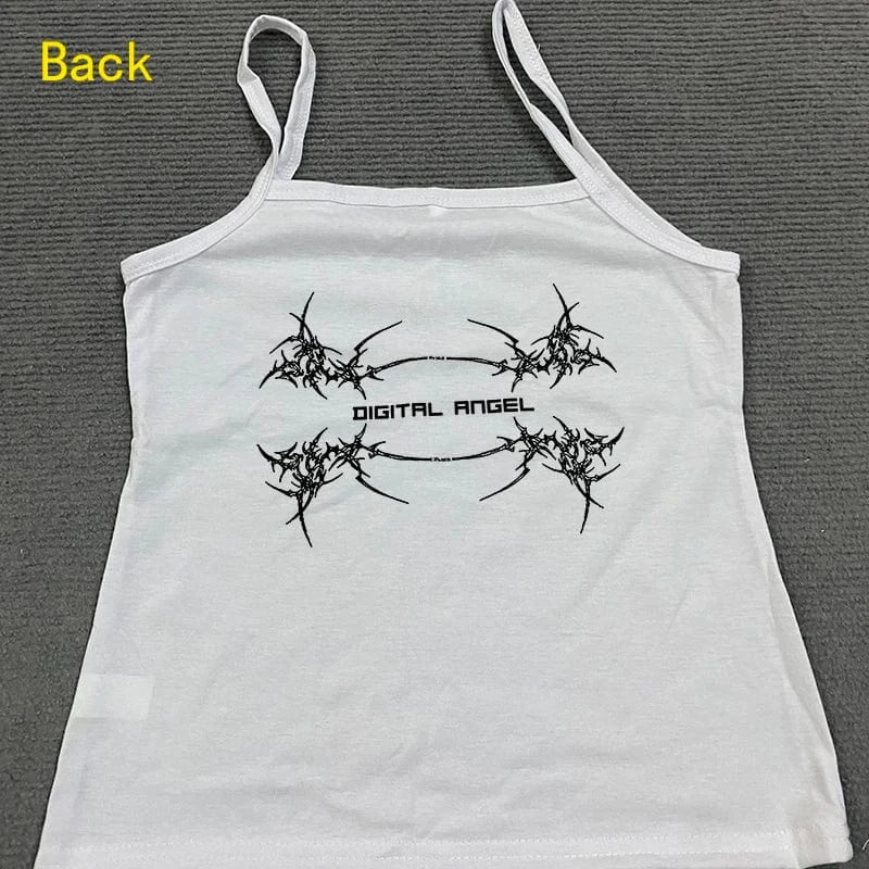 Camisetas sin mangas estilo Y2k para mujer, camisetas sin mangas informales con estampado de dibujos animados, Harajuku, combina con todo, recortadas, Grunge, Emo Girls