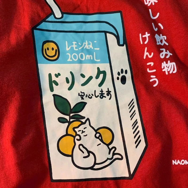 Camiseta extragrande con estampado de gato japonés para hombre y mujer, camiseta informal holgada de manga corta, ropa de calle, Tops de algodón, ropa Harajuku