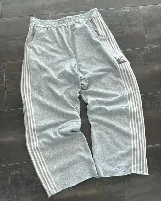 Pantalones informales grises bordados Y2k, pantalones de chándal con cordón para correr, tácticos funcionales, de camuflaje, para hombre y mujer