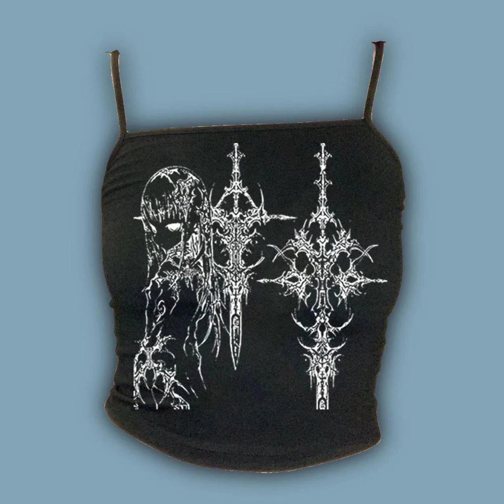 Camisetas sin mangas estilo Y2k para mujer, camisetas sin mangas informales con estampado de dibujos animados, Harajuku, combina con todo, recortadas, Grunge, Emo Girls