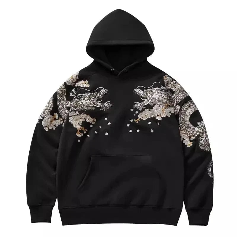Sudaderas con capucha Makuluya Yokosuka Black Dragon Phoenix Suzaku patrón bordado jersey Sakura