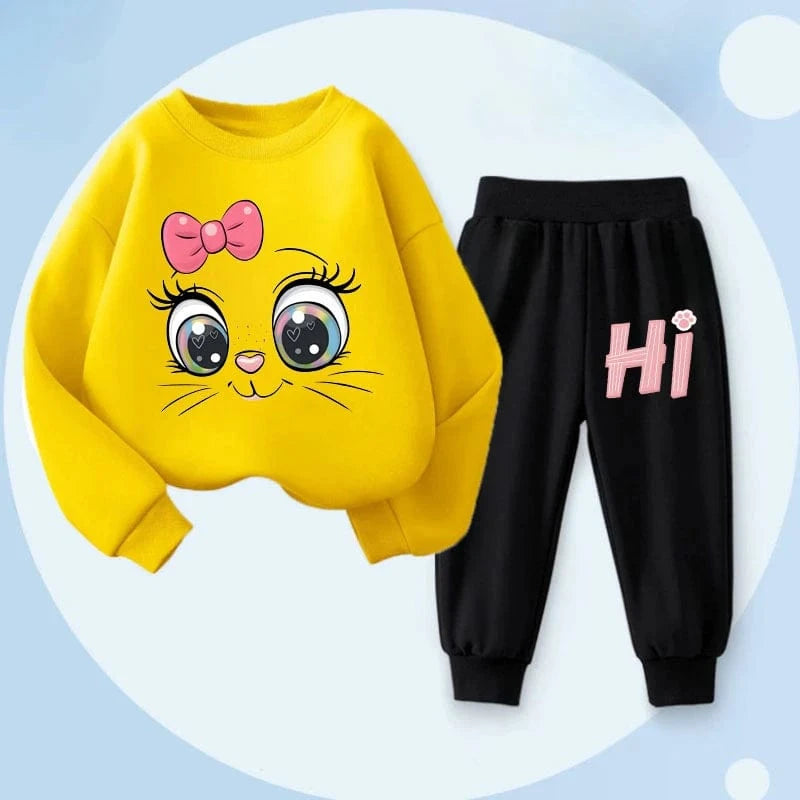 Conjuntos de sudaderas con capucha de manga larga para niñas, jersey de nuevo estilo, pantalón largo, traje de dos piezas, trajes informales para niños, chándal para niños