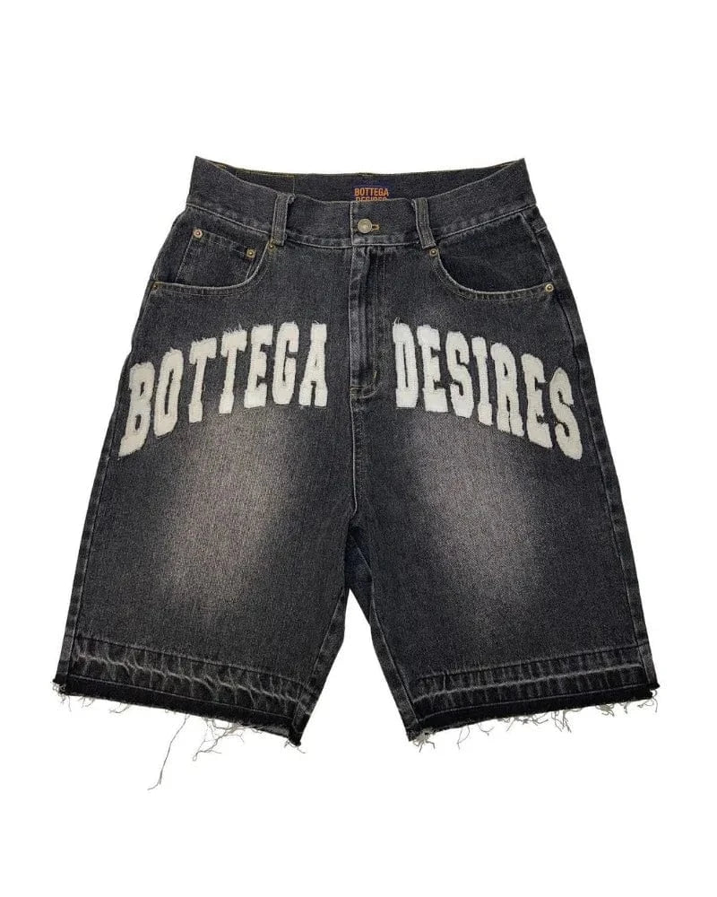 Pantalones cortos vaqueros Retro American Street Harajuku con Bordado de letras, pantalones vaqueros de gran tamaño para hombre Y2k, pantalones cortos holgados informales y versátiles para mujer