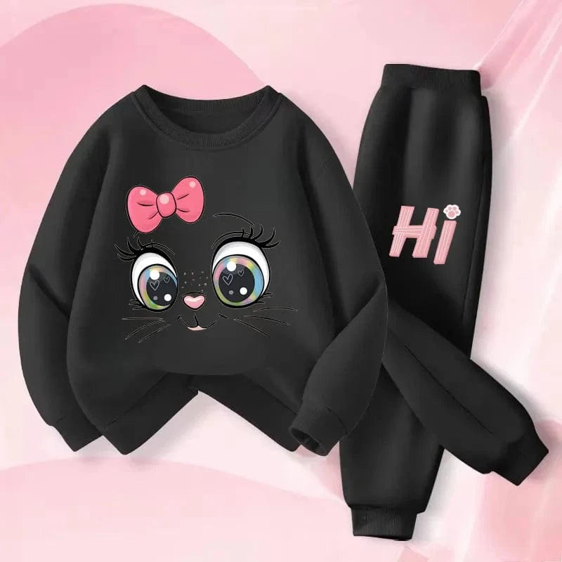 Conjuntos de sudaderas con capucha de manga larga para niñas, jersey de nuevo estilo, pantalón largo, traje de dos piezas, trajes informales para niños, chándal para niños