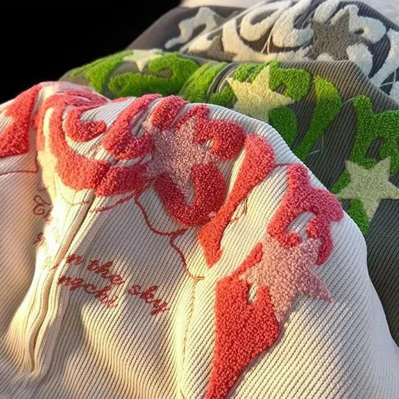 Sudaderas con cremallera bordadas a la moda para mujer, Tops de manga larga de otoño, camisa con capucha holgada, ropa Harajuku Y2K, sudadera para mujer, chaqueta